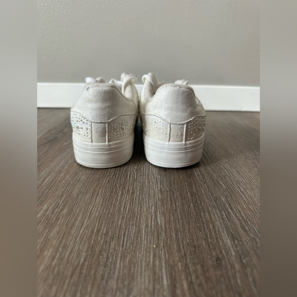 Juicy Couture Alanis B Studded Lace-up Glam Sneakers Pearl White 7.5 - Picture 6 of 10
